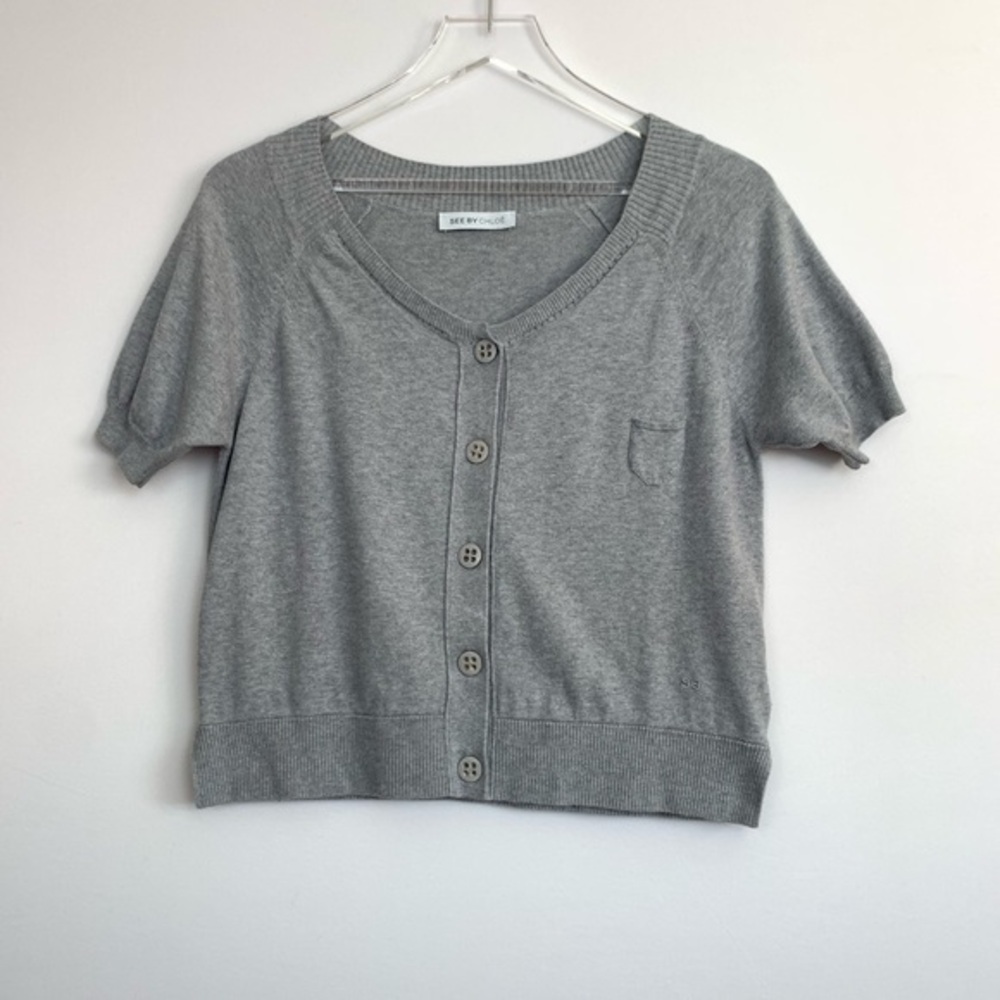 See by Chloe Short Sleeve Gray Cardigan L10